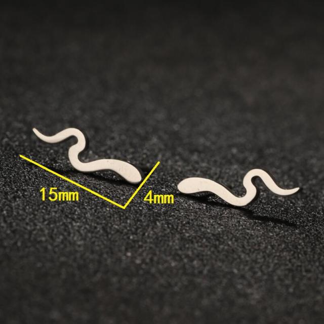 ins MINI size snake stainless steel studs earrings