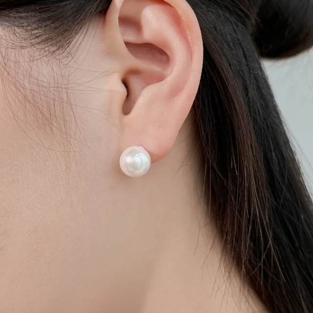 Elegant pearl 925 sterling silver studs earrings