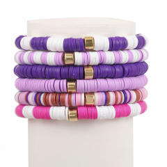 6pcs set colorful clay bead halloween christmas bracelet set