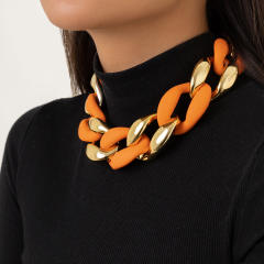 Hiphop chunky thick CCB acrylic cuban link chain choker necklace