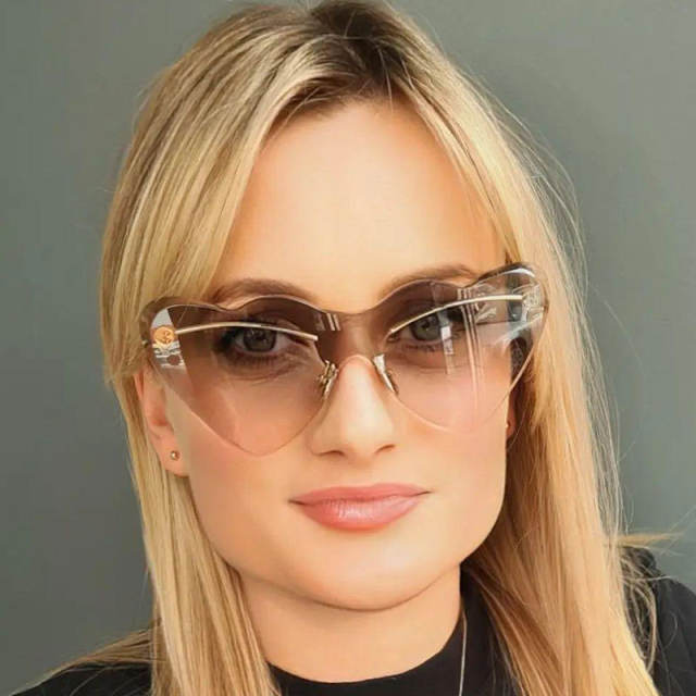 Party prom heart shape rimless sunglasses