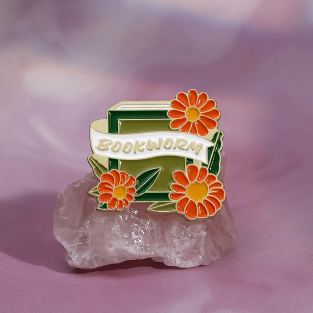 ALWAYS Letter flower enamel cute metal pin brooch