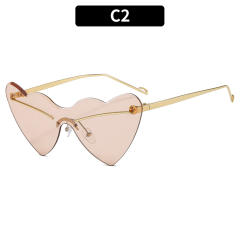 Party prom heart shape rimless sunglasses