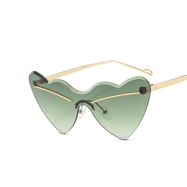 Party prom heart shape rimless sunglasses