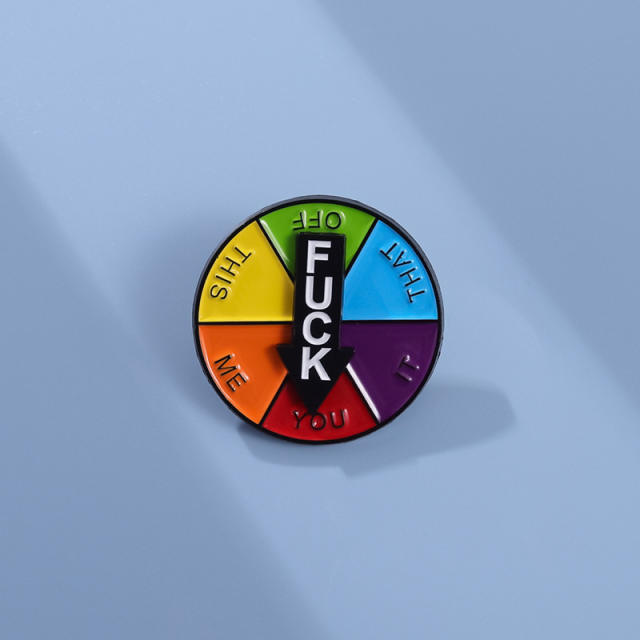 Rainbow color wheel metal pin brooch