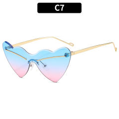 Party prom heart shape rimless sunglasses