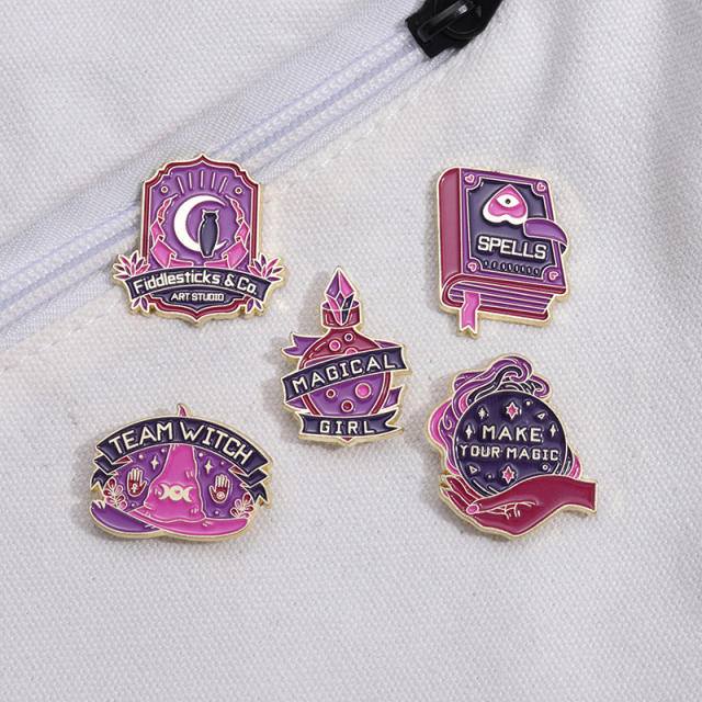 Hot sale purple magic color sereis bag accessory pin brooch