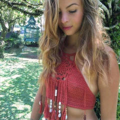 Boho handmade corchet tassel beach halter neck tops