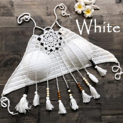 Boho handmade corchet tassel beach halter neck tops