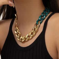 Hiphop chunky thick CCB acrylic cuban link chain choker necklace