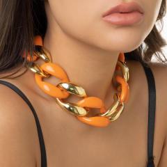 Hiphop chunky thick CCB acrylic cuban link chain choker necklace