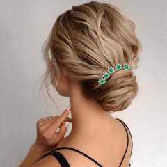 5pcs set green color flower bridal hair pins set