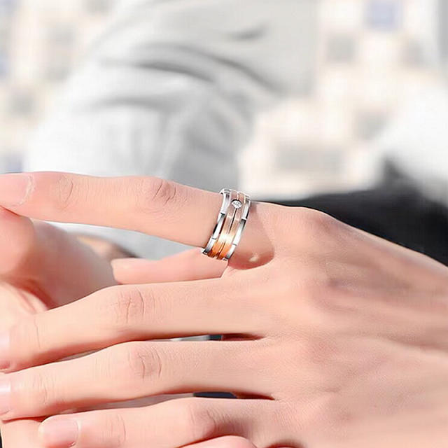 Elegant ring band diamond stainless steel rings for men women