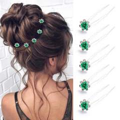 5pcs set green color flower bridal hair pins set