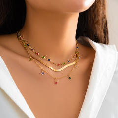 Y2K shinty star tiny tassel three layer choker necklace