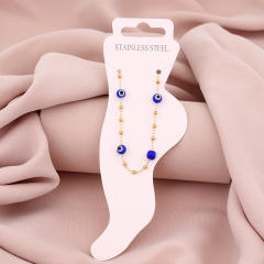 Sweet color enamel daisy flower evil eye stainless steel anklet