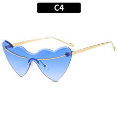 Party prom heart shape rimless sunglasses