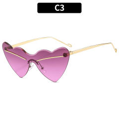 Party prom heart shape rimless sunglasses