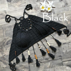 Boho handmade corchet tassel beach halter neck tops