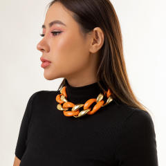 Hiphop chunky thick CCB acrylic cuban link chain choker necklace