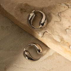 Elegant silver color hoop stainless steel earrings