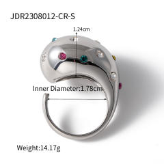 18KG chunky rhinestone setting ball stainless steel finger rings