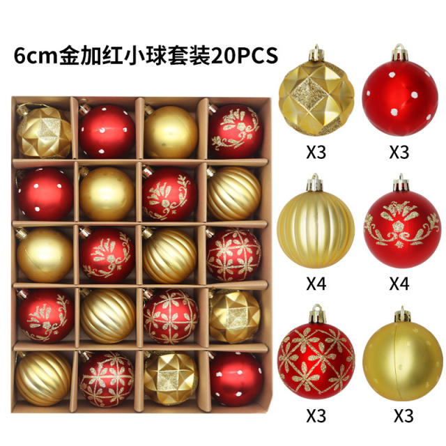 20PCS 6cm ball christmas tree festival party decoration pendant set