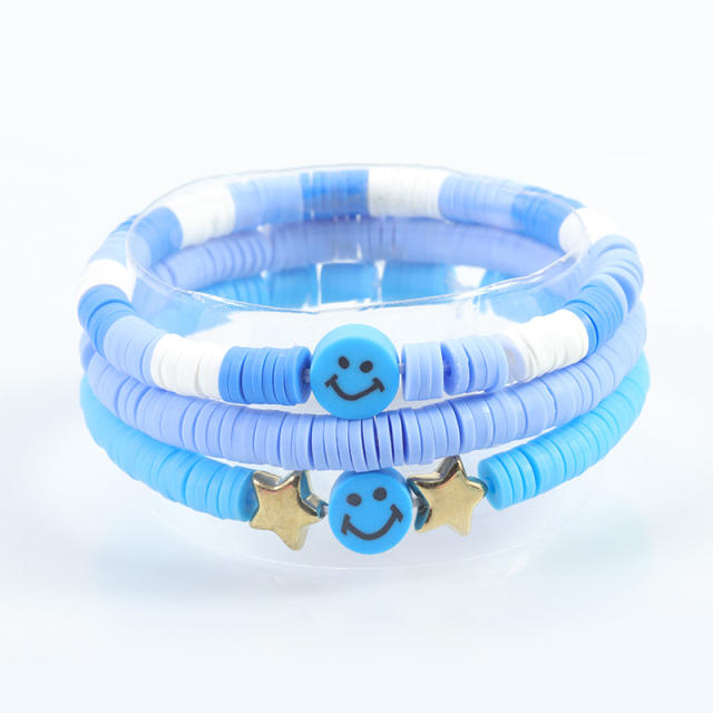 Hot sale colorful clay bead letter layer bracelet set