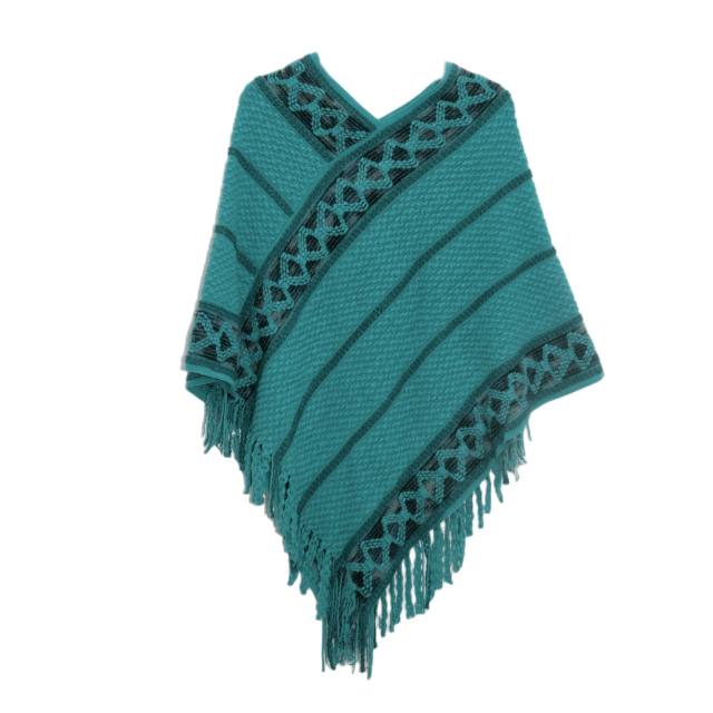 Plain color striped warm women shawl