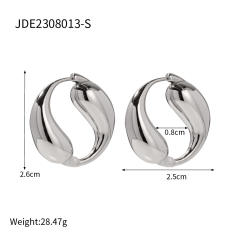 Elegant silver color hoop stainless steel earrings