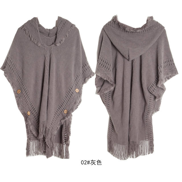 Plain color plus size knitted shawl for women