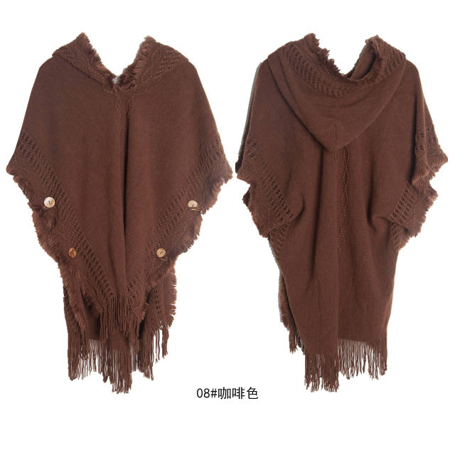 Plain color plus size knitted shawl for women