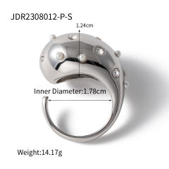 18KG chunky rhinestone setting ball stainless steel finger rings