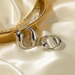 Elegant silver color hoop stainless steel earrings