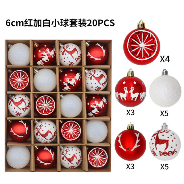 20PCS 6cm ball christmas tree festival party decoration pendant set