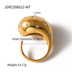 18KG chunky rhinestone setting ball stainless steel finger rings