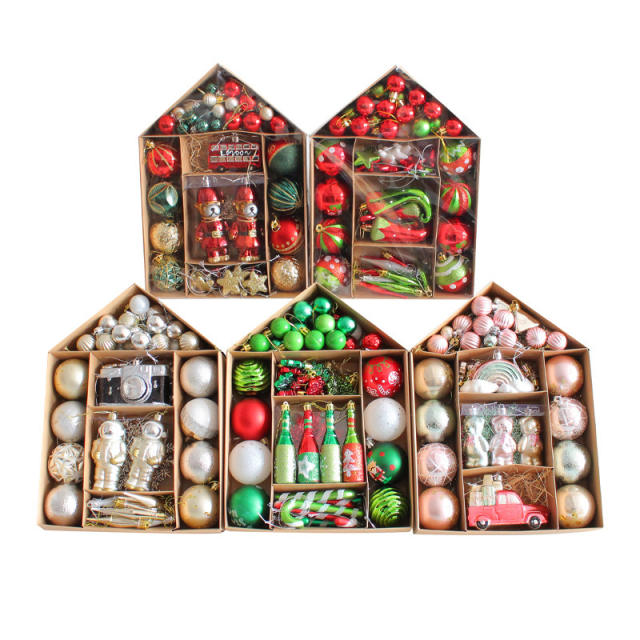 70pcs set christmas ball train candy color christmas tree festival decoration pendant