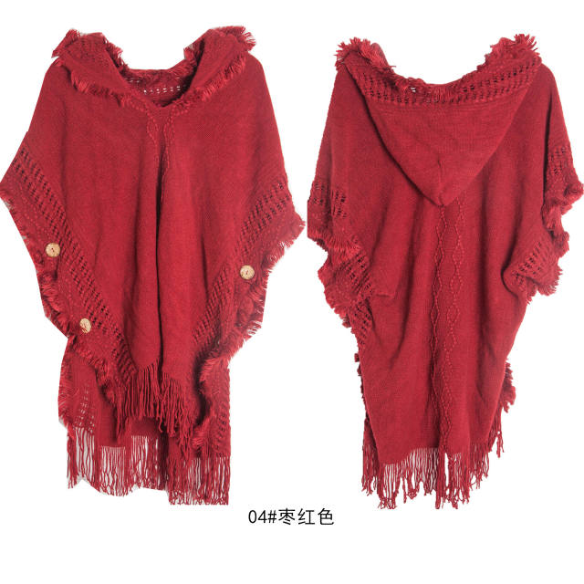 Plain color plus size knitted shawl for women