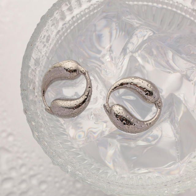 Elegant silver color hoop stainless steel earrings