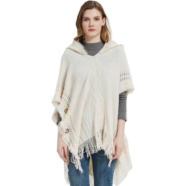 Plain color plus size knitted shawl for women