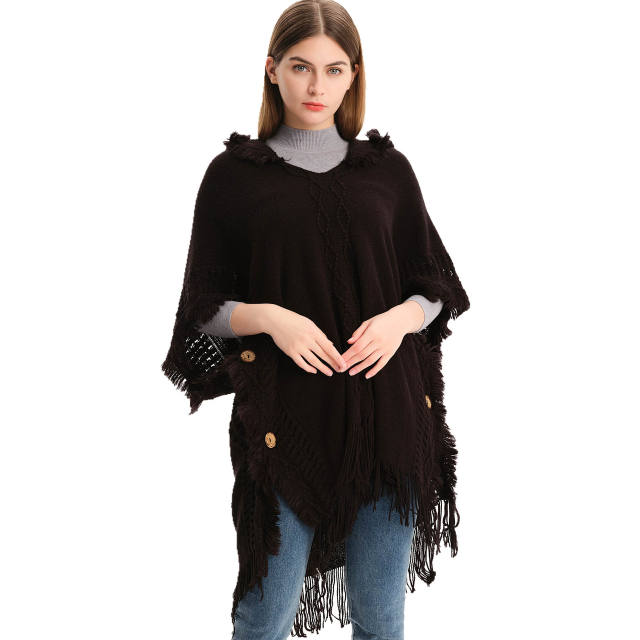 Plain color plus size knitted shawl for women