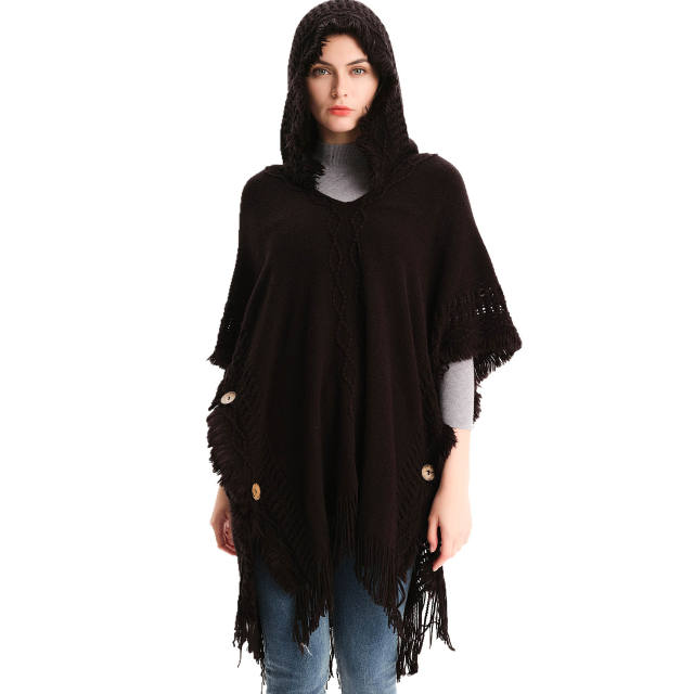 Plain color plus size knitted shawl for women