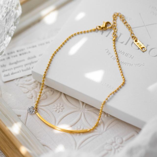 18KG classic smile face stainless steel anklet