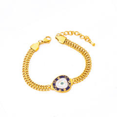 Chunky chain clover enamel elephant stainless steel bracelet