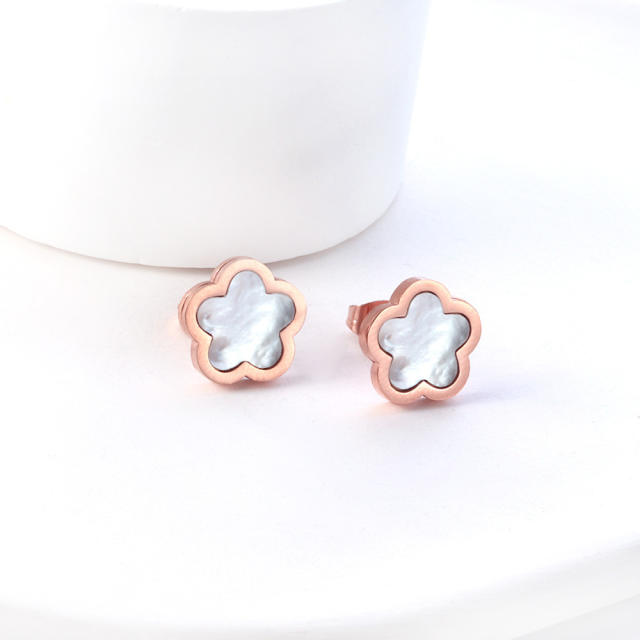 Sweet peach blossom stainless steel studs earrings