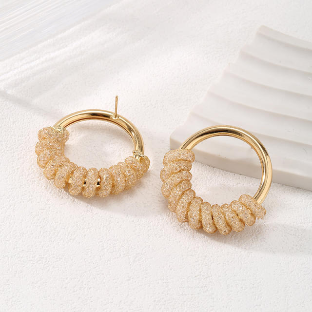 Cheap price gold color circle alloy earrings