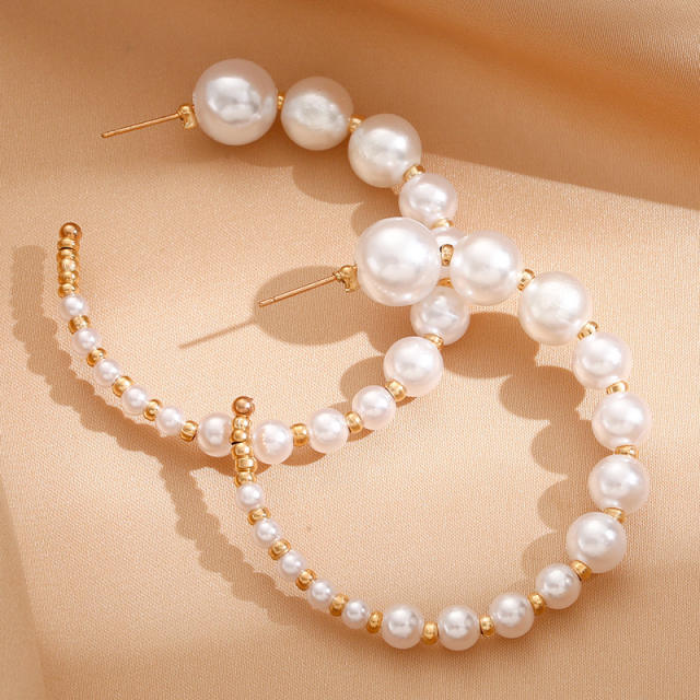Elegant pearl hoop earrings
