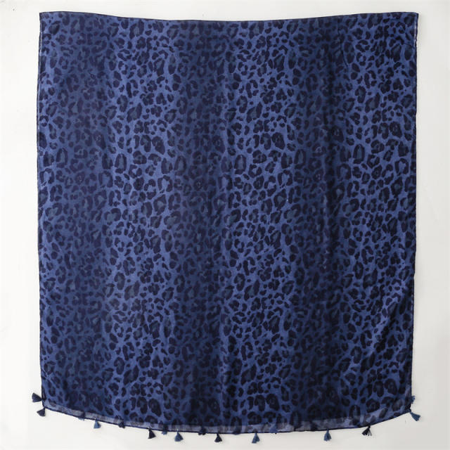 Navy blue leopard grain fashion scarf