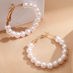 Elegant pearl hoop earrings