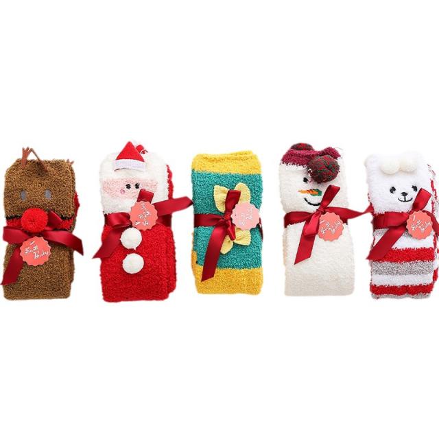 Christmas Coral velvet warm long socks for women